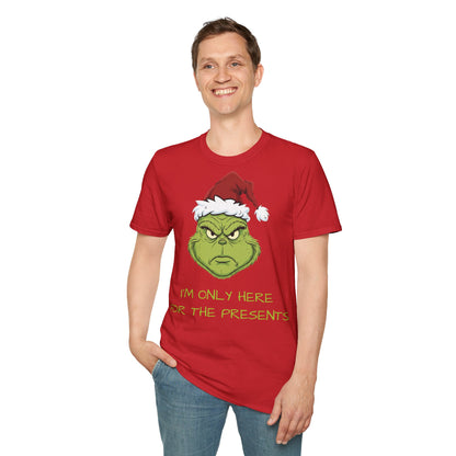 Grumpy Grinch Christmas T-Shirt — “I’m Only Here For The Presents”