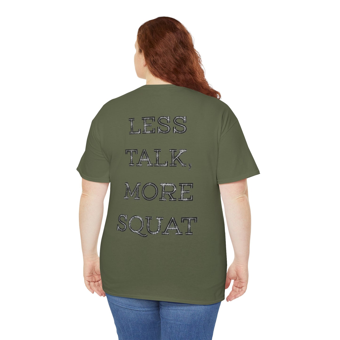 Unisex heavy Cotton Gym T-shirt - Less Talk, More Squat