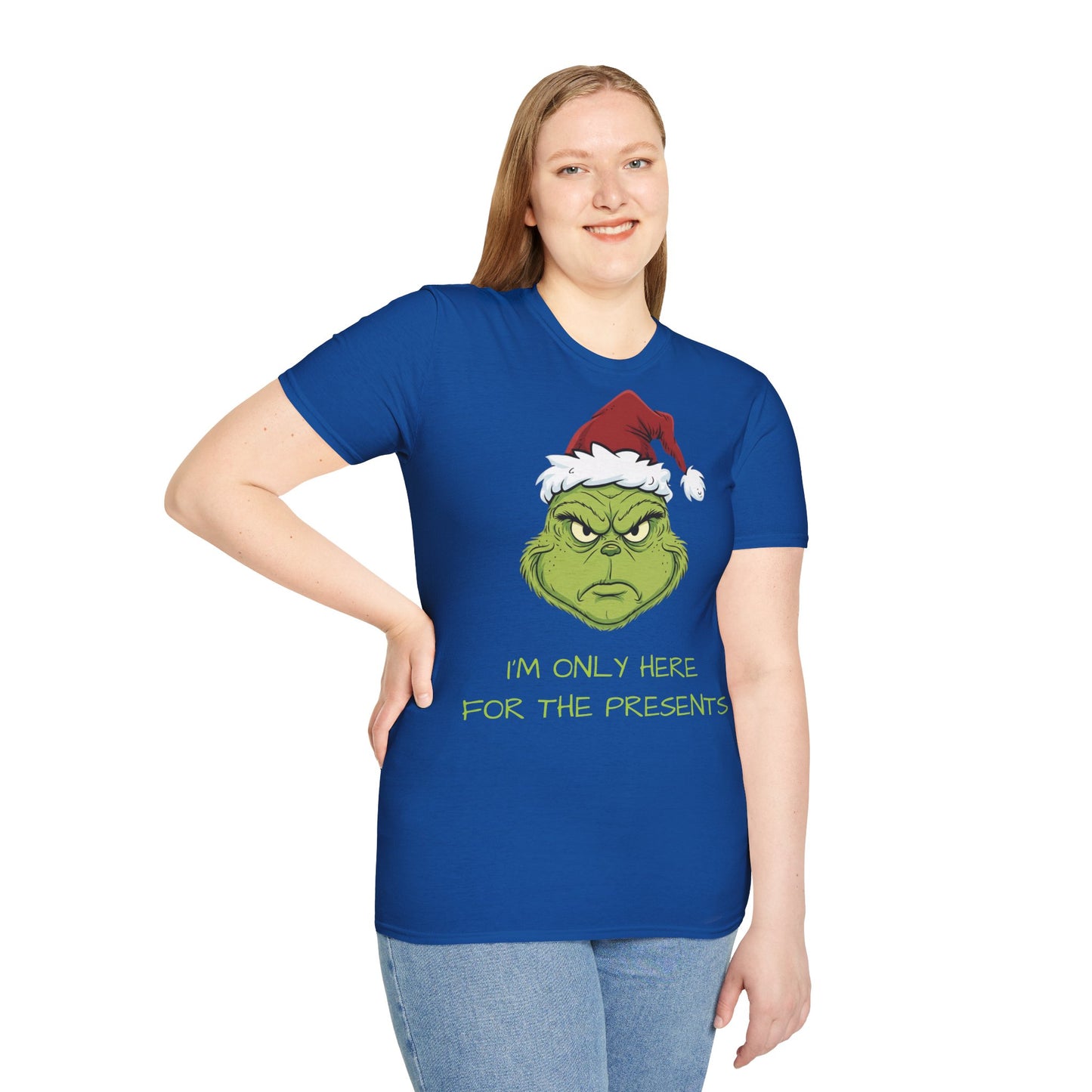 Grumpy Grinch Christmas T-Shirt — “I’m Only Here For The Presents”