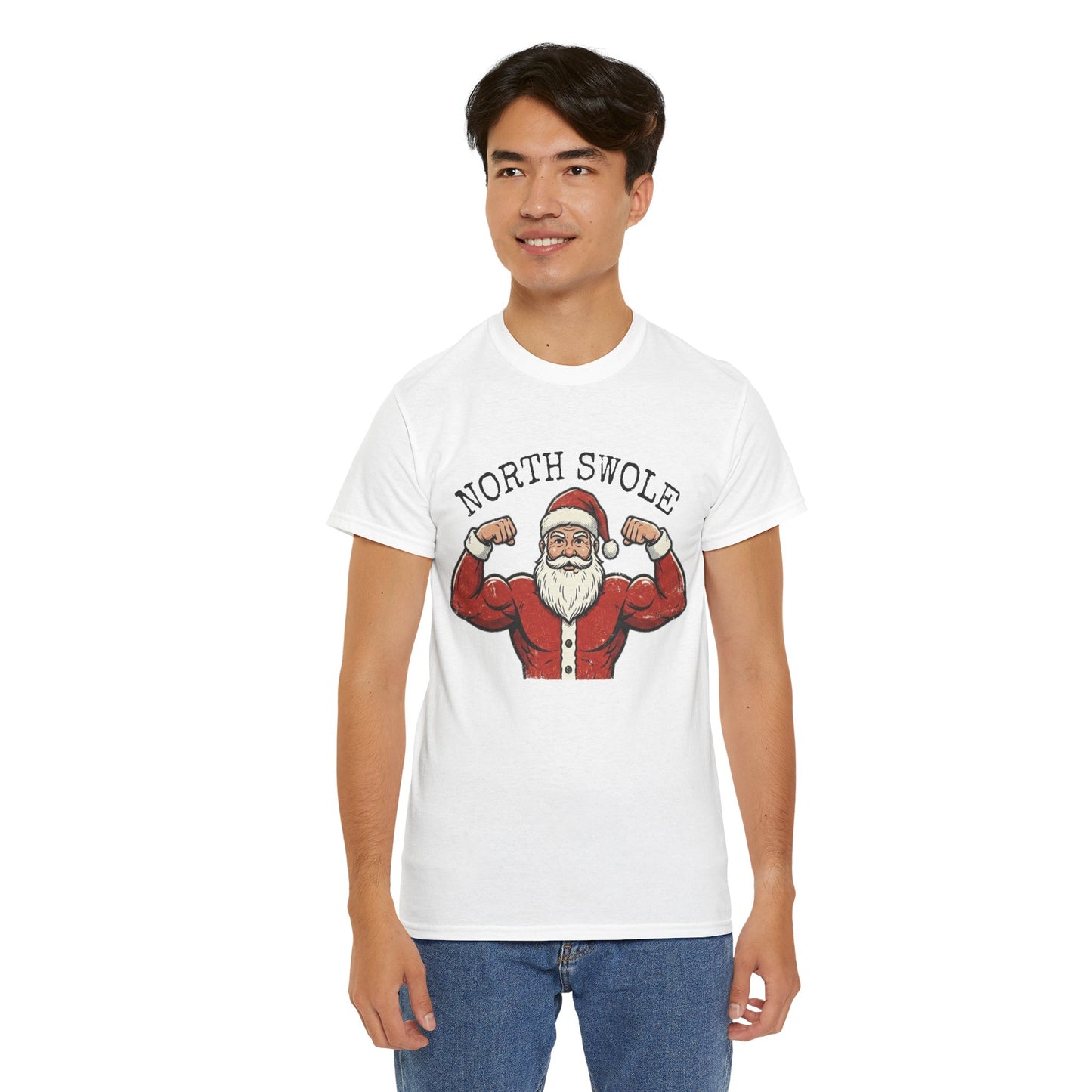 Heavy Cotton Christmas Gym T-Shirt - North Swole