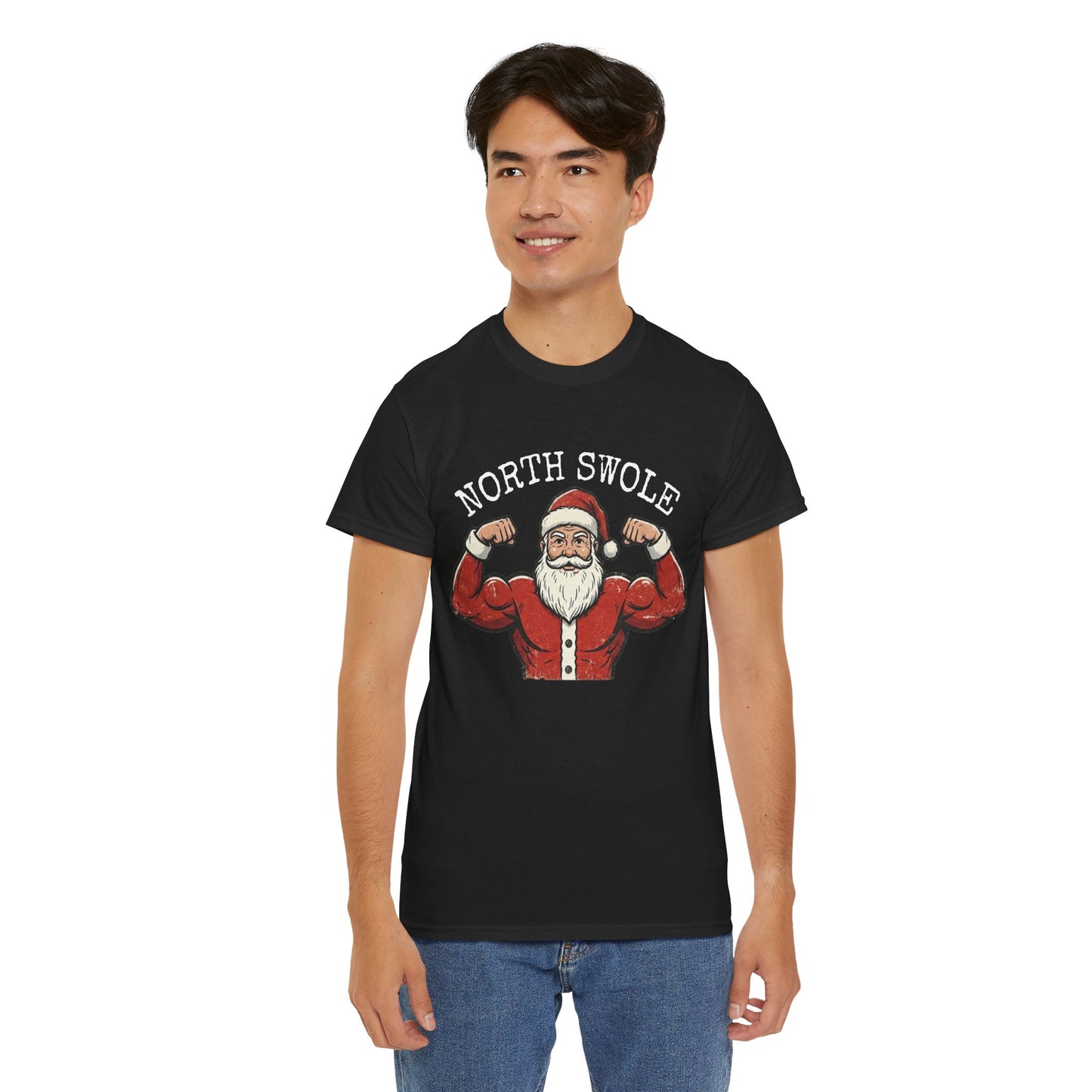 Heavy Cotton Christmas Gym T-Shirt - North Swole