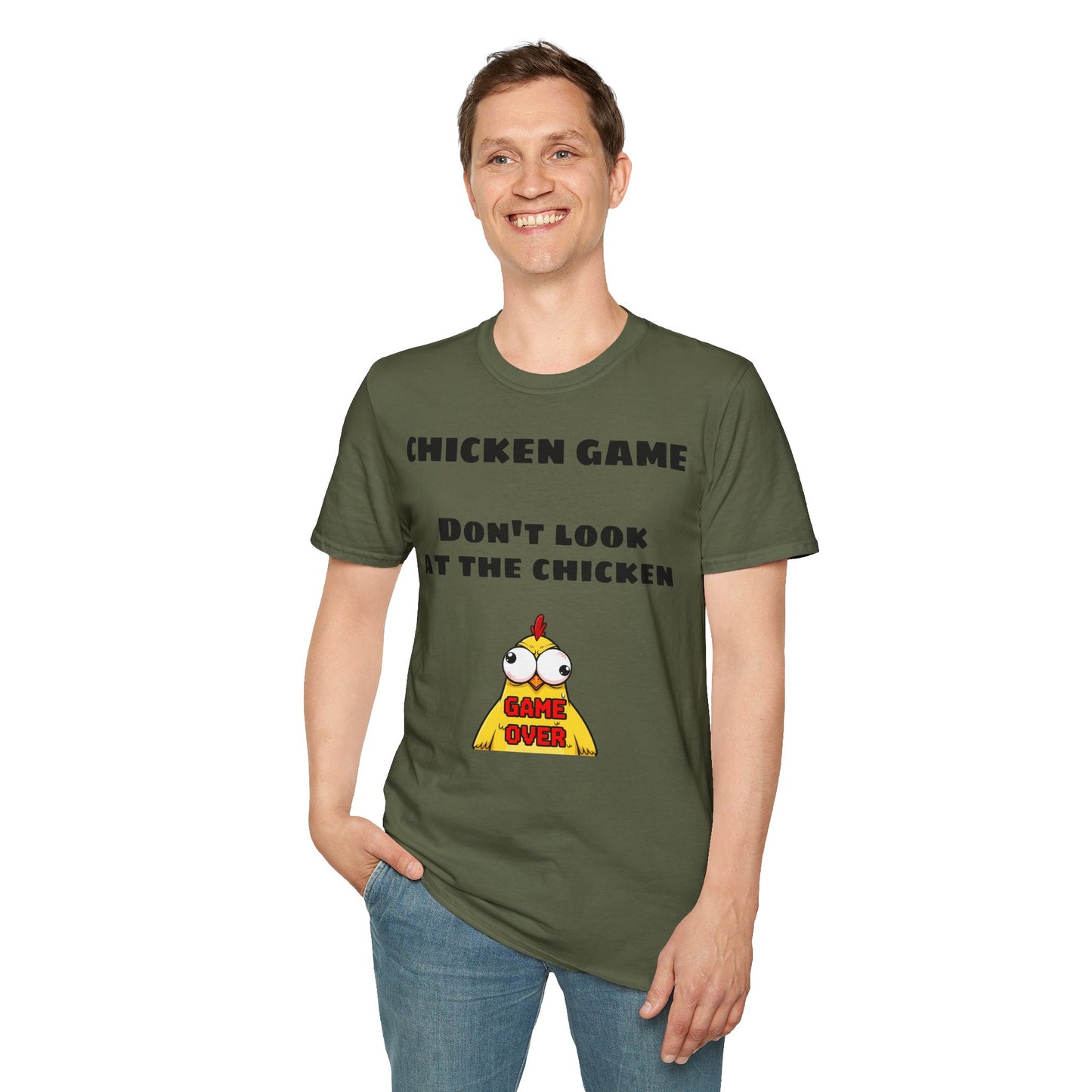 Unisex softstyle T-shirt - Chicken game, don't look at the chicken