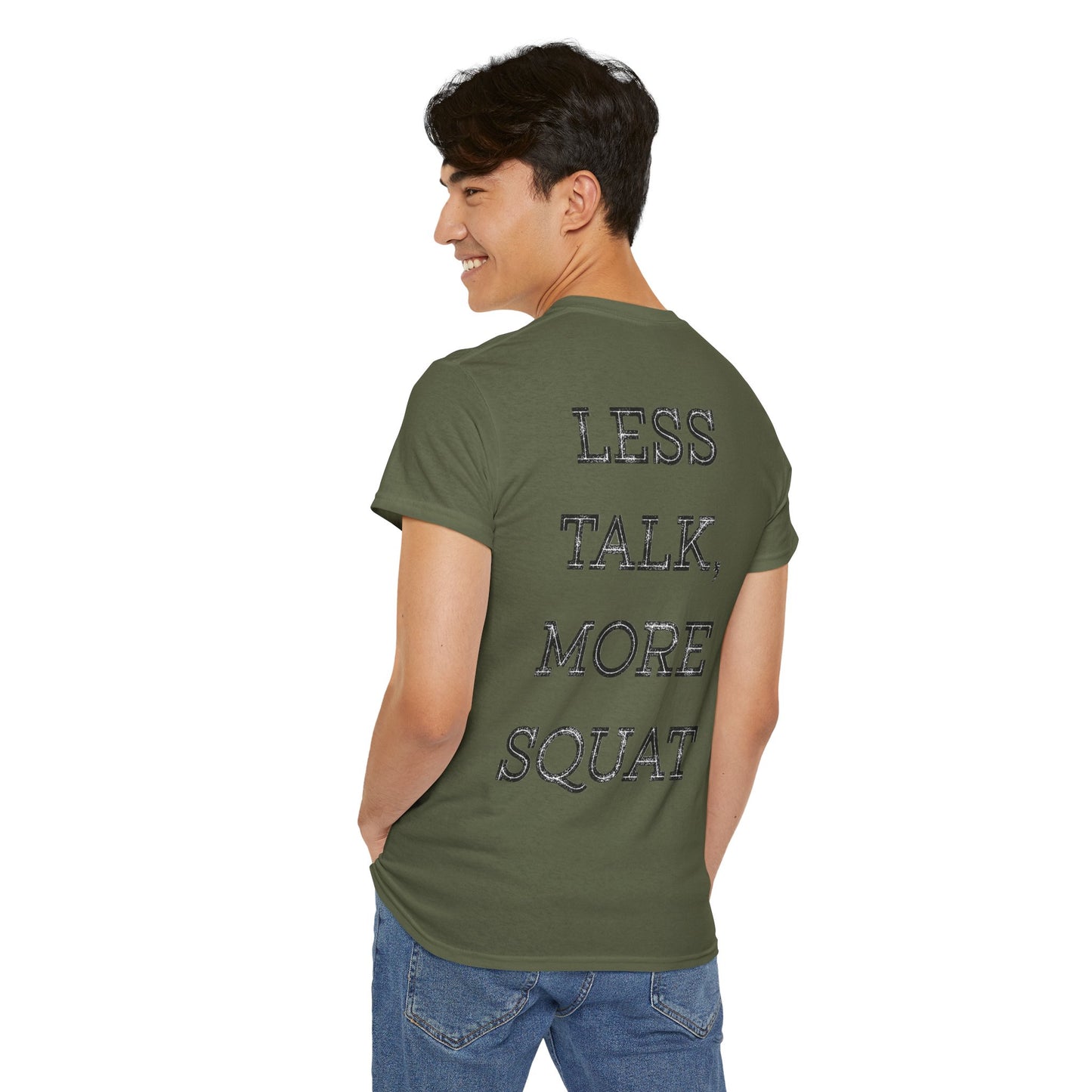Unisex heavy Cotton Gym T-shirt - Less Talk, More Squat