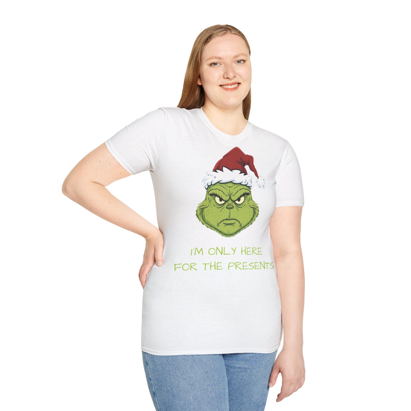 Grumpy Grinch Christmas T-Shirt — “I’m Only Here For The Presents”