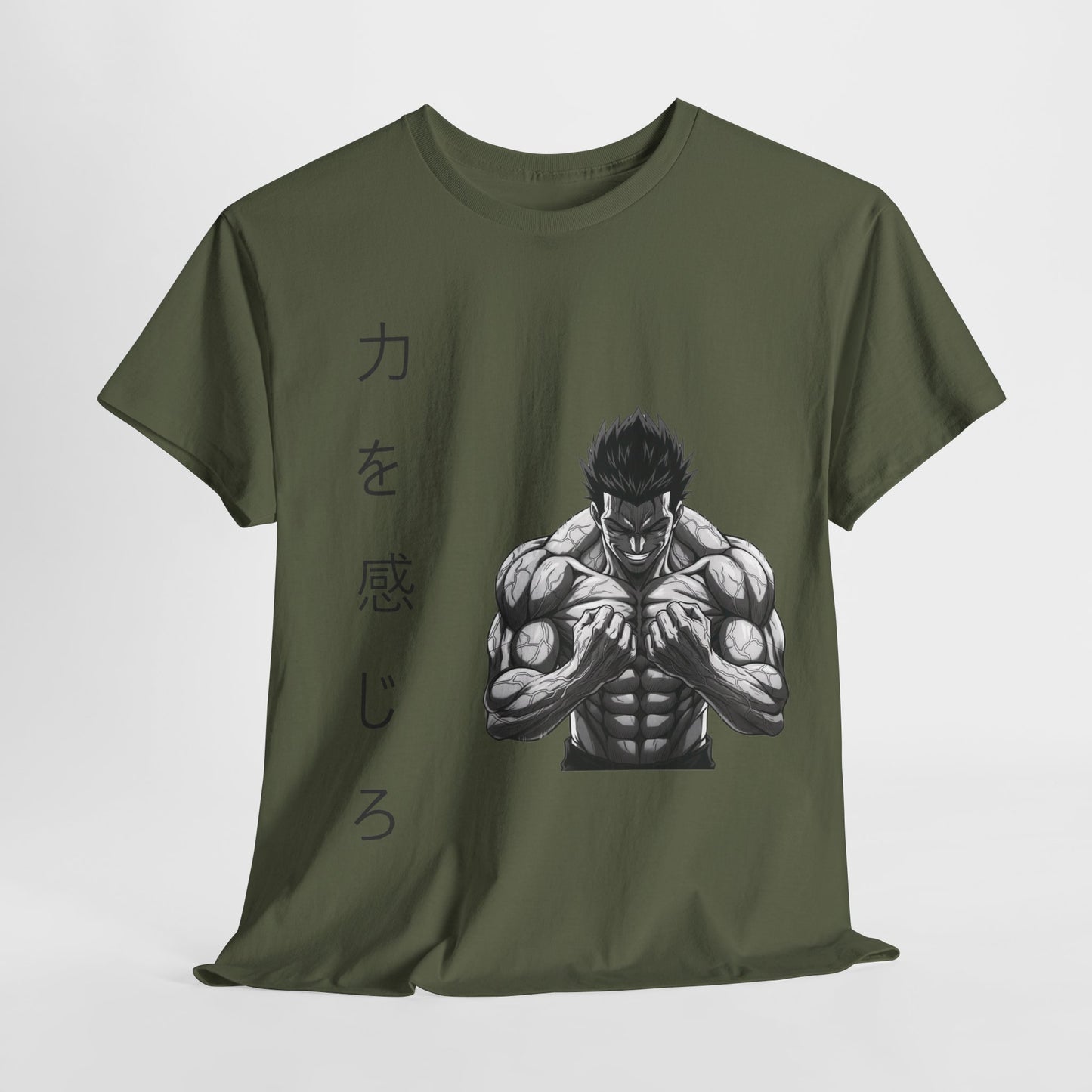 Heavy Cotton Gym T-Shirt - Motivational Design - Feel The Power