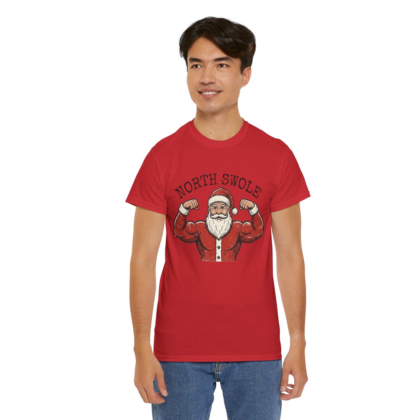 Heavy Cotton Christmas Gym T-Shirt - North Swole